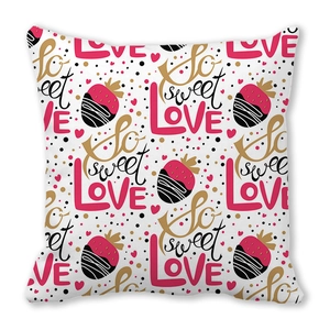 Peach skin pillowcase with sweet love hearts and strawberry print for home decor