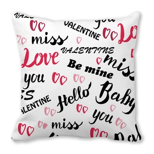 Valentine Peach Skin pillowcase with Love letters and red hearts patterns on white background