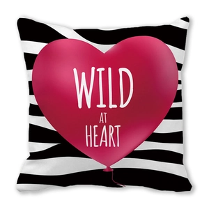 Housse de coussin zèbre avec motif de ballon de cœur rose Wild at Heart