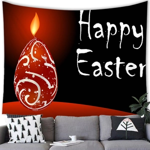 Spooky Happy Easter wall tapestry with burning egg candle for home living room decor