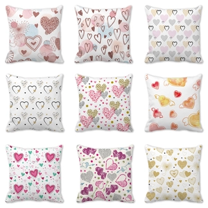 Valentine's Day Heart Pattern Decorative Pillowcase Peach Skin Soft Square Cushion Cover For Home Bedroom Sofa Decor Gift