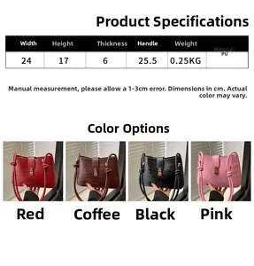 Size chart and color display for vintage faux crocodile leather underarm bag with metal lock