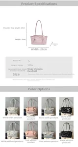 Detailed size specifications and color options for the stylish PU leather tote bag