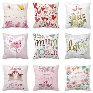 Federa in Pelle di Pesca per San Valentino Cuore Romantico Lettera d'Amore Stampa Federa Decorativa per Casa Camera da Letto Divano