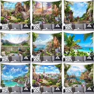 Natural Landscape Scenery Wall Hanging Tapestry Polyester Fabric Background Cloth Decor For Living Room Bedroom Office