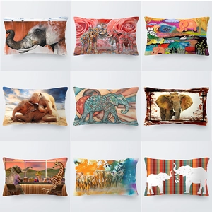 Künstlerischer Aquarell Elefanten Druck Kurzplüsch Kissenbezug Rechteckiger Weicher Kissenhülle Für Wohnzimmer Schlafzimmer Dekor