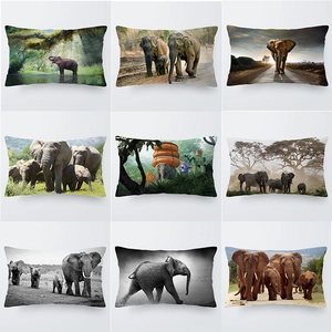 Funda de Almohada Rectangular de Elefante Africano de Felpa Corta Funda de Cojín Decorativa Para Sofá de Sala de Estar Soporte Lumbar