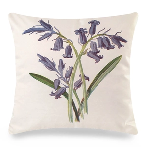 Fodera per cuscino in seta vintage con stampa floreale orchidea su tessuto crema