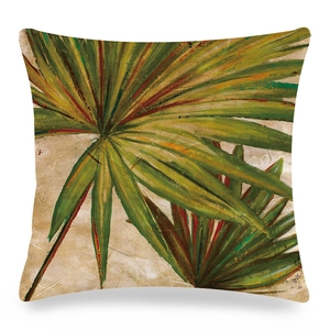 Housse de coussin décorative à motif de palmier tropical et texture vintage
