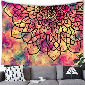 Starry sky mandala tapestry with colorful watercolor ink design for living room decor