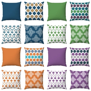Geometric Floral Short Plush Throw Pillow Cover Soft Decorative Cushion Case For Living Room Bedroom Moroccan Mandala Pattern Pillowcase