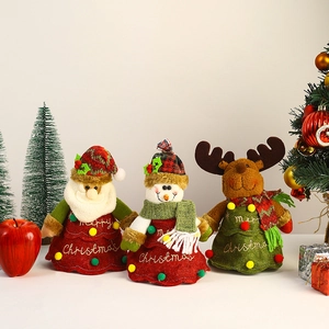 Christmas 3D plush doll gift bags featuring Santa, snowman and reindeer designs