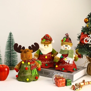 Christmas Gift Bags Tree Shaped Plush Felt Apple Pouches With Zipper For Xmas Party Santa Snowman Reindeer Cartoon Decor