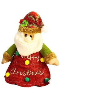 3D Santa Claus plush candy bag with Merry Christmas embroidery and red green stripes