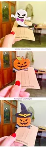 Detailed close-up of felt Halloween hair clips featuring ghost and pumpkin designs