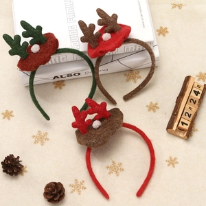 Serre-Tête Bois de Renne de Noël Mignon Chapeau avec Boule de Peluche Décoration de Fête Festive et Photographie