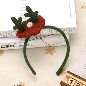 Serre-tête de Noël avec bois de renne verts et base en feutre rouge pour fêtes festives