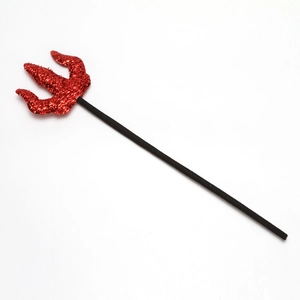 Glittery red devil trident headband for Halloween cosplay and party costume decoration