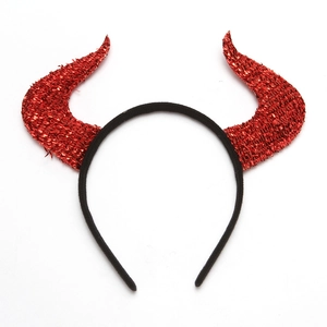 Glittery red devil horns headband for Halloween party and cosplay costume decoration
