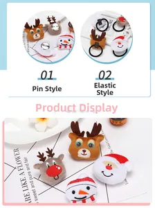 Detailed plush Christmas reindeer brooch with secure metal pin and embroidery