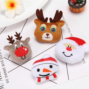 Cute Christmas Plush Hair Tie Brooch Set Reindeer Santa Claus Snowman Cartoon Embroidered Hair Accessory Pin Party Gift For Kids Women