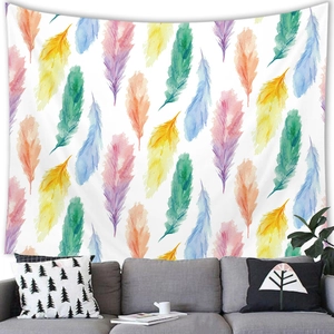Bunter Aquarell-Feder-Wandteppich aus gebürstetem Stoff für moderne Wanddekoration