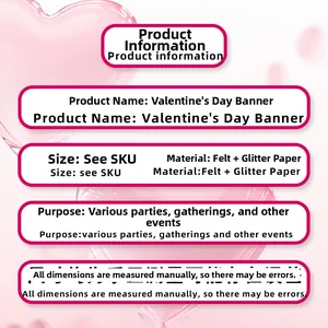 Détail de la bannière de la Saint-Valentin en feutre rouge et papier pailleté