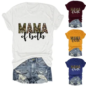 Maglietta da Donna Mama of Both Casual Camouflage Leopardata in Misto Cotone Girocollo Manica Corta Ampia