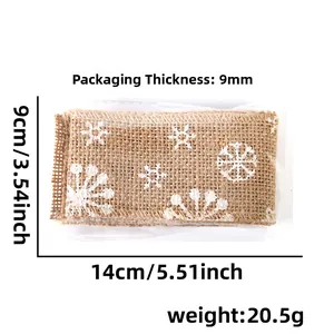 Brown burlap snowflake ribbon roll with dimensions 14x9cm and 9mm thickness detail