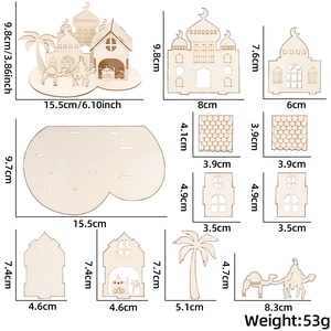 Dimensions détaillées du puzzle en bois découpé au laser pour Ramadan et l'Aïd