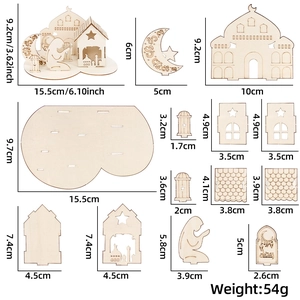 Vue détaillée du puzzle de château du Ramadan en bois découpé au laser avec dimensions