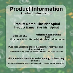 Detailed specifications for St. Patrick's Day Irish Spiral hanging party decorations