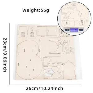 Puzzle en bois DIY pour décoration de fête du Moyen-Orient, dimensions 26x23cm