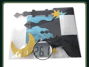 Detail view of gold glitter moon and star wall stickers with 26.1g package weight