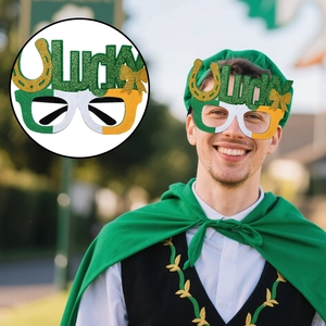 Gafas de trébol de San Patricio con texto Lucky para fiestas temáticas irlandesas