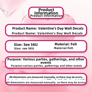 Detailed specifications of felt Valentine's Day wall decals for party and home decoration