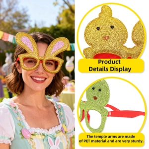 Lunettes de fête lapin de Pâques et poussin avec paillettes pour déguisement enfant