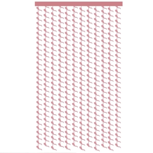 Close-up of pink fringe curtain with sperm-shaped decorations for bachelorette party