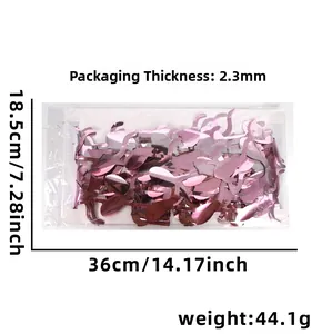Pink foil fringe curtain dimensions 36x18.5cm with 2.3mm packing thickness detail