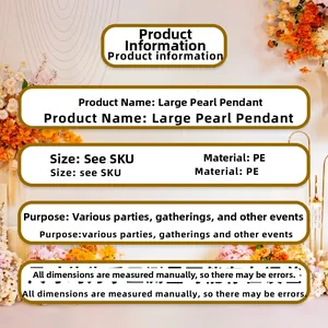 Detailed product specifications for Large Pearl Pendants made of durable PE material