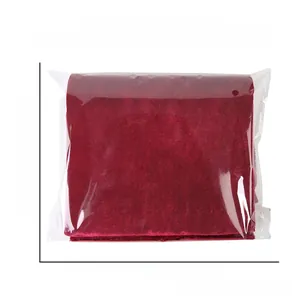 Detail view of red velvet bow packaging dimensions 28x22cm with weight and thickness info