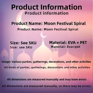 Detailed product specifications for Eid moon spiral hanging ornaments in Eva and pet