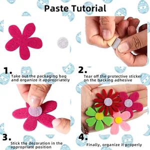 Bunte DIY Filzblumen-Aufkleber selbstklebend für Osterdekoration und Frühlings-Basteln