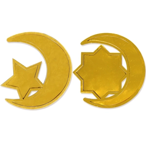 Golden acrylic moon and star tray set for Eid Ramadan table decor with mirror finish