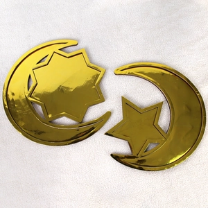 Golden crescent moon and stars dessert tray set for Ramadan party table decor