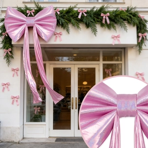 Large pink sequin bow decoration for wedding stage background and festive events