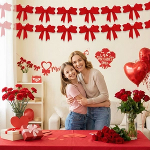 Red bow tie felt bunting banner for Mother's Day party wall background decoration