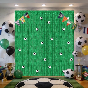 Rideau À Franges En Aluminium Pour Fête De Football Décoration De Fond En Tinsel Métallique Décoration De Fête
