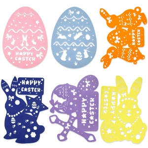 Manteles individuales de fieltro para Pascua con diseños de conejo y huevo en seis colores