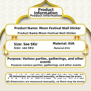 Detailed technical specifications for golden EVA Moon Festival wall stickers and decor